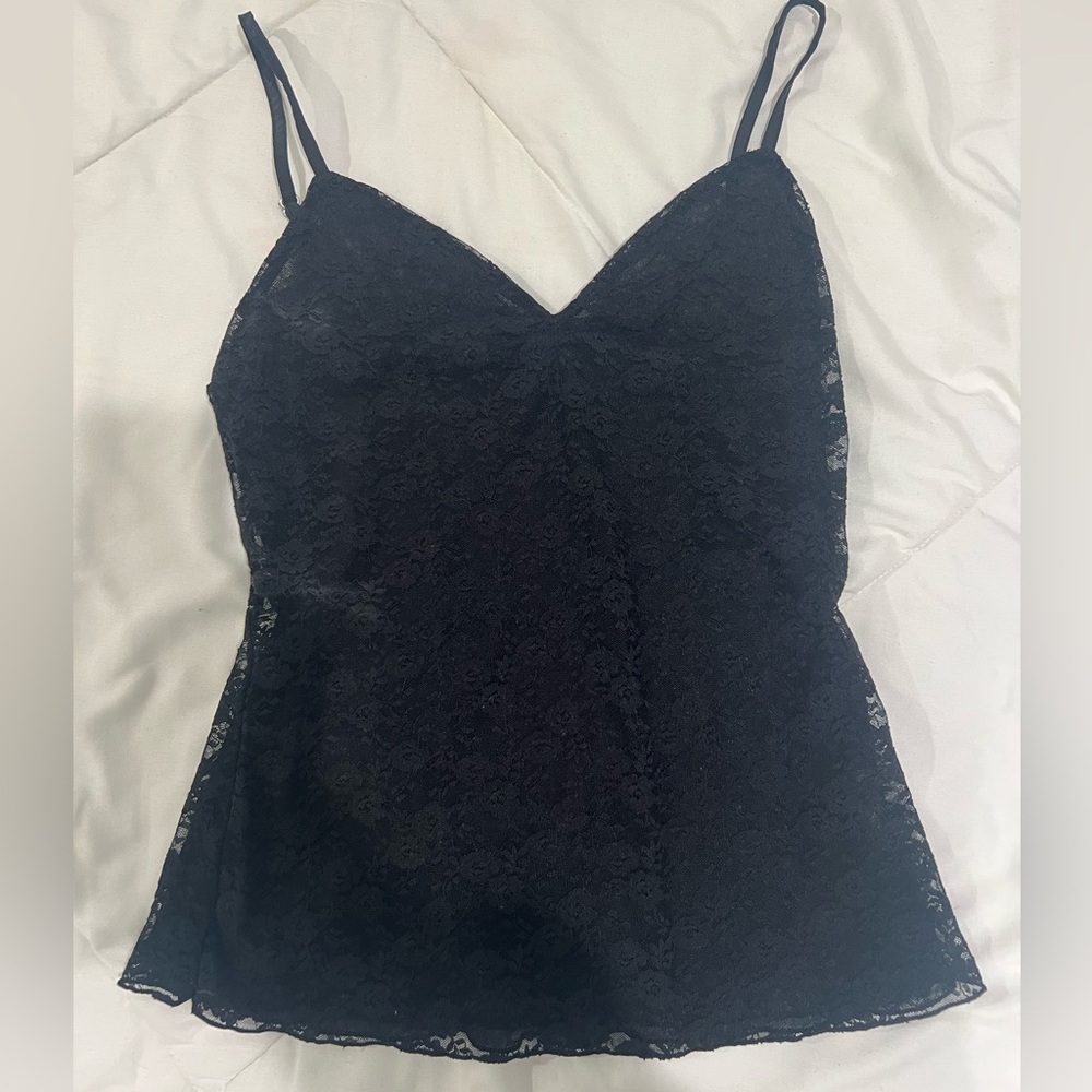 John Galt Black Archie Lace Tank Top